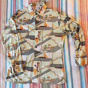 Vintage Mens Wrangler Polyester Shirt 16-16 1/2"